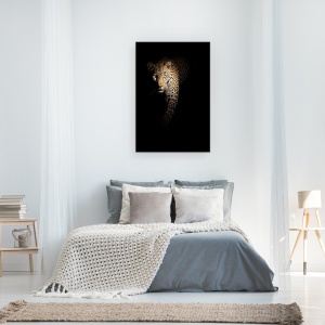 Tablou canvas - Afara Din Intuneric, Leopard, Fauna, Africa, Natura, Felina, Intunecos, 40 x 60 cm - Img 3