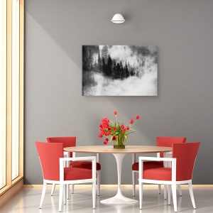Tablou canvas - Agharta, Ceata, Padure, Polonia, Peisaj, Alb-Negru, 40 x 60 cm - Img 4