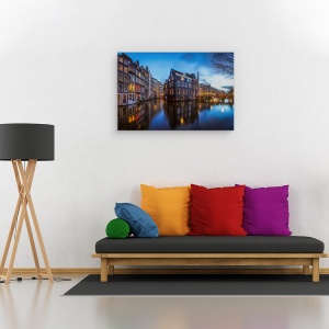 Tablou canvas - Amsterdam Albastru, Amsterdam, Olanda, Olanda, Canale, Case, 40 x 60 cm - Img 2