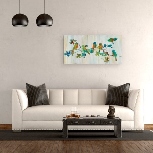Tablou canvas - Animale, Pasari, Colorate, Pictura, 50 x 100 cm - Img 2