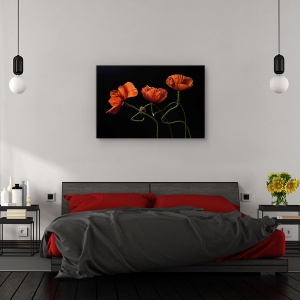 Tablou canvas - Aproape de miezul noptii #2, Natura moarta, Maci, Rosu, Romantism, 60 x 90 cm - Img 3