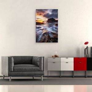 Tablou canvas - Apus Pe Coasta De Nord, Soare, Apus De Soare, Flux, Curge, Stanca, 40 x 60 cm - Img 2