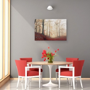 Tablou canvas - Asteptand Caprioara, Padure, Stare De Spirit, Ceata, Frunze, 40 x 60 cm - Img 4