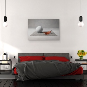 Tablou canvas - Aterizare Pe Luna, Gri, Frunza, Zen, Gradina Zen, Frunze, Toamna, 40 x 60 cm - Img 3