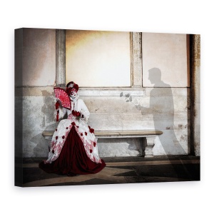 Tablou canvas - Atingere Romantica, Venetia, Carnival, Masca, Trandafir, Umbra, 50 x 70 cm