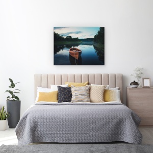 Tablou canvas - Barca In Ceata, Lac, Peisaj, Reflectie, 50 x 70 cm - Img 3