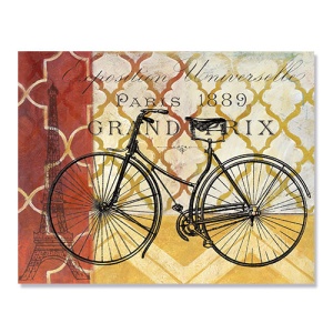 Tablou Canvas - Bicicleta Retro, Vintage, Paris, Turnul Eiffel, 80 x 100 cm