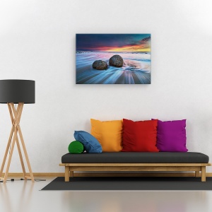 Tablou canvas - Bolovanii din Moeraki, Peisaj, Ocean, Plaja, Coasta, 80 x 120 cm - Img 2