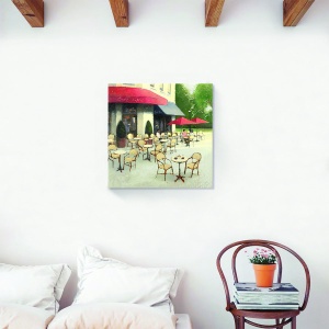 Tablou canvas decorativ cu cafenea stradală și terasă
