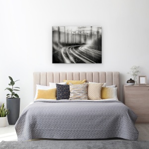 Tablou canvas - Cai Ferate, Alb-Negru, Monocrom, Piese, 50 x 70 cm - Img 2