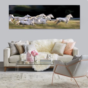 Tablou decorativ canvas cu cai în natură 50x100 cm