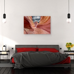 Tablou canvas - Calareti Pe Furtuna, Coioti, Val, Rosu, Gresie, 60 x 90 cm - Img 3