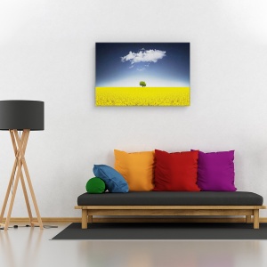 Tablou canvas - Campul ireal Canola, Flori, Copac, Nor, 60 x 90 cm - Img 2