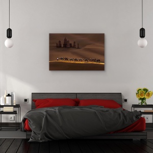 Tablou canvas - Castel si camile, Peisaj, Caravana, Desert, Nisip, 60 x 90 cm - Img 3