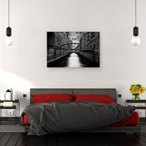 Tablou canvas - Cealalta Parte A Hamburgului, Pod, Rau, Canal, Scari, Scara, 60 x 90 cm - Img 3