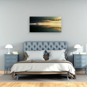 Tablou canvas - Ceata se Presara Peste Raul de Est, Peisaj, Barca, Persoana, Calm, Senin, 50 x 100 cm - Img 3