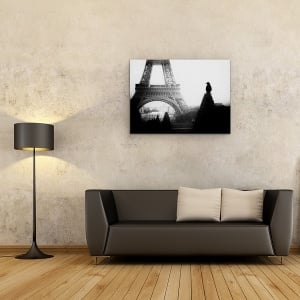 Tablou Canvas - Cioara, Multime, Franta, Peisaj Urban, La Paris, Alb-Negru, 75 x 100 cm - Img 2