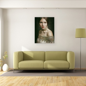 Tablou canvas - Colier, Portret, Colier, Studio, Femeie, Persoana, 60 x 80 cm - Img 2