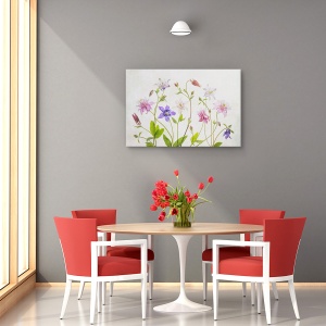 Tablou decorativ canvas flori pastelate cu natură moartă Columbine