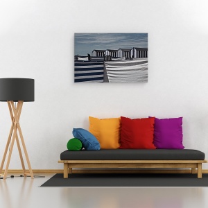 Tablou canvas - Comportament Teritorial, Plaja, Baraca, Albastru, Panza, Alb, 60 x 90 cm - Img 2