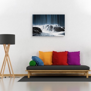 Tablou canvas - Cortina albastra, Peisaj, Cascada, Piatra, Albastru, 80 x 120 cm - Img 2
