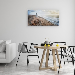 Tablou canvas - Crapatura In Timp, Nisip, Apa, Far, Danemarca, Coasta, 50 x 100 cm - Img 4