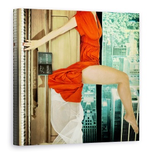 Tablou Canvas - Crescendo, Rosu, Piano, New York, Oras, 60 x 60 cm