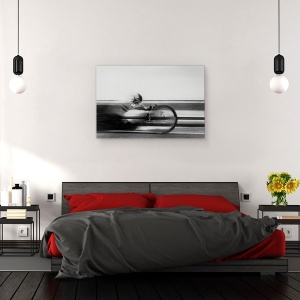 Tablou canvas - Cursa, Alb-Negru, Ciclism, Sport, Miscare, Motocicleta, Sport, 60 x 90 cm - Img 3