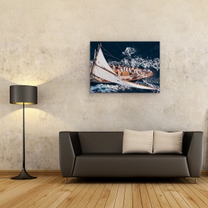 Tablou Canvas - Deasupra Moonbeam, Actiune, Yacht, Aerial, Barca, Oameni, 50 x 70 cm - Img 2