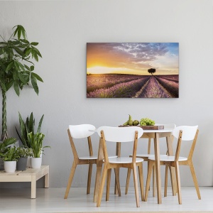 Tablou canvas - Destinatie Lavanda, Levantica, Randuri, Purpuriu, Copac, Copac Singuratic, 50 x 80 cm - Img 4