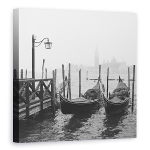 Tablou Canvas - Dimineata In Venetia, Italia, Pier, Turn, Ceata, 90 x 90 cm