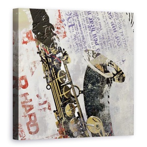 Tablou canvas - Diverse, Muzica, Instrumente muzicale, Saxofon, Culoare, 90 x 90 cm