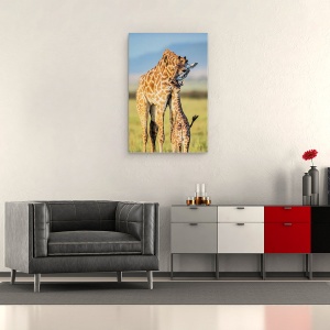 Tablou canvas - Dragostea Mamei, Dragut, Girafa, Mama, Copil, 60 x 90 cm - Img 2