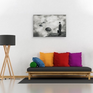 Tablou canvas - Drum Pustiu, Afaceri, Om, Suprarealism, Ireal, Umbrela, 40 x 60 cm - Img 2