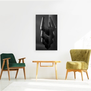 Tablou canvas - Dublu Trei, Tevi, Abstract, Metal, Alb-Negru, 50 x 80 cm - Img 2