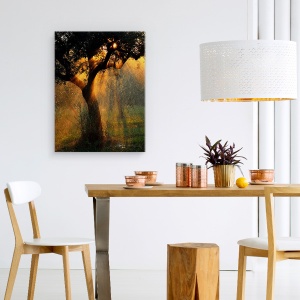 Tablou canvas - Dus Usor, Maslin, Copac, Apa, Irigare, Apus De Soare, 60 x 80 cm - Img 4
