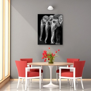 Tablou canvas - Elefantul, Singura Fiinta Mare, Dar Inofensiva, Monocrom, Animale, 60 x 75 cm - Img 4