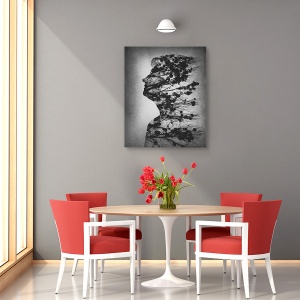Tablou canvas - Esenta Vietii, Alb-Negru, Figura, Profil, 60 x 75 cm - Img 4