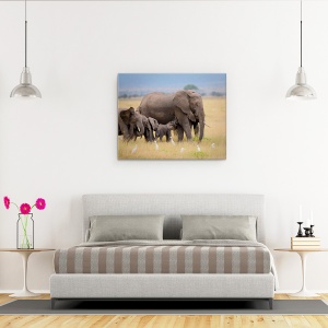 Tablou canvas - Familie Mare, Elefant, Africa, Copil, Fericit, 60 x 75 cm - Img 3