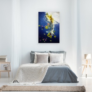 Tablou canvas - Fantezie De Flori, Fata, Inot, Sub Apa, Par, Fata, 60 x 90 cm - Img 3
