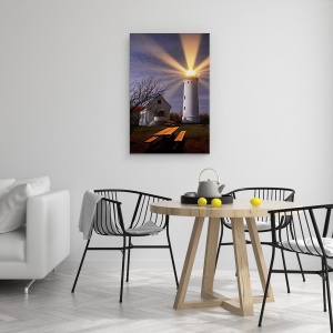 Tablou canvas - Far, Banca, Noapte, Danemarca, Far, Raze, 40 x 60 cm - Img 4
