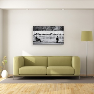 Tablou canvas - Fara Cuvinte, Strada, Tuileries, Paris, Umor, Fantana, 50 x 80 cm - Img 2