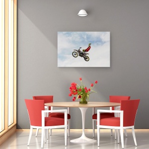 Tablou canvas - Fara Maini Superflyer, Zbor, Cascadorie, Spectacol, Calaret, Motocicleta, 80 x 120 cm - Img 4