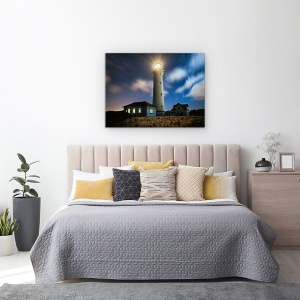 Tablou canvas - Farul, Peisaj, Noapte, Cer, Stele, Far, 60 x 80 cm - Img 3