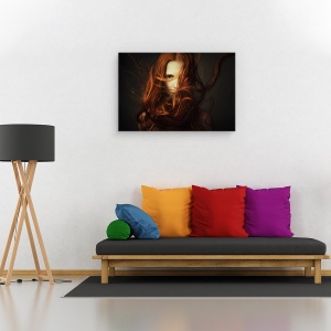 Tablou canvas - Femeie, Portret, Femeie, Par, Par Rosu, Ochi, 40 x 60 cm - Img 2