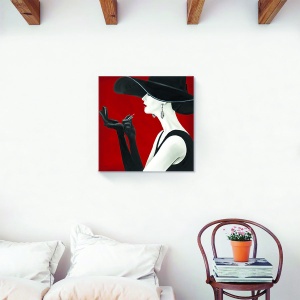 Tablou decorativ canvas femeie chic cu ruj 60x60 cm
