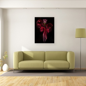 Tablou canvas - Floare Dansand, Campanula, Rosu, Fum, Tamaie, 50 x 70 cm - Img 2