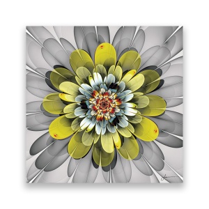 Tablou Canvas - Floare, Gri-Galben, 60 x 60 cm
