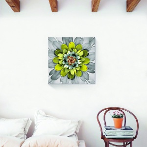 Tablou canvas floare gri și galben 60x60cm