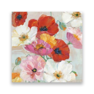 Tablou Canvas - Floral, Flori de maci, Buchet, Pictura, Multicolor, 60 x 60 cm